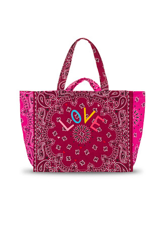 BORDEAUX/FUCHSIA Maxi Cabas Quilted Tote Bag