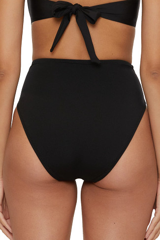 BLACK/WHITE Pleated High Waist Bikini Bottom