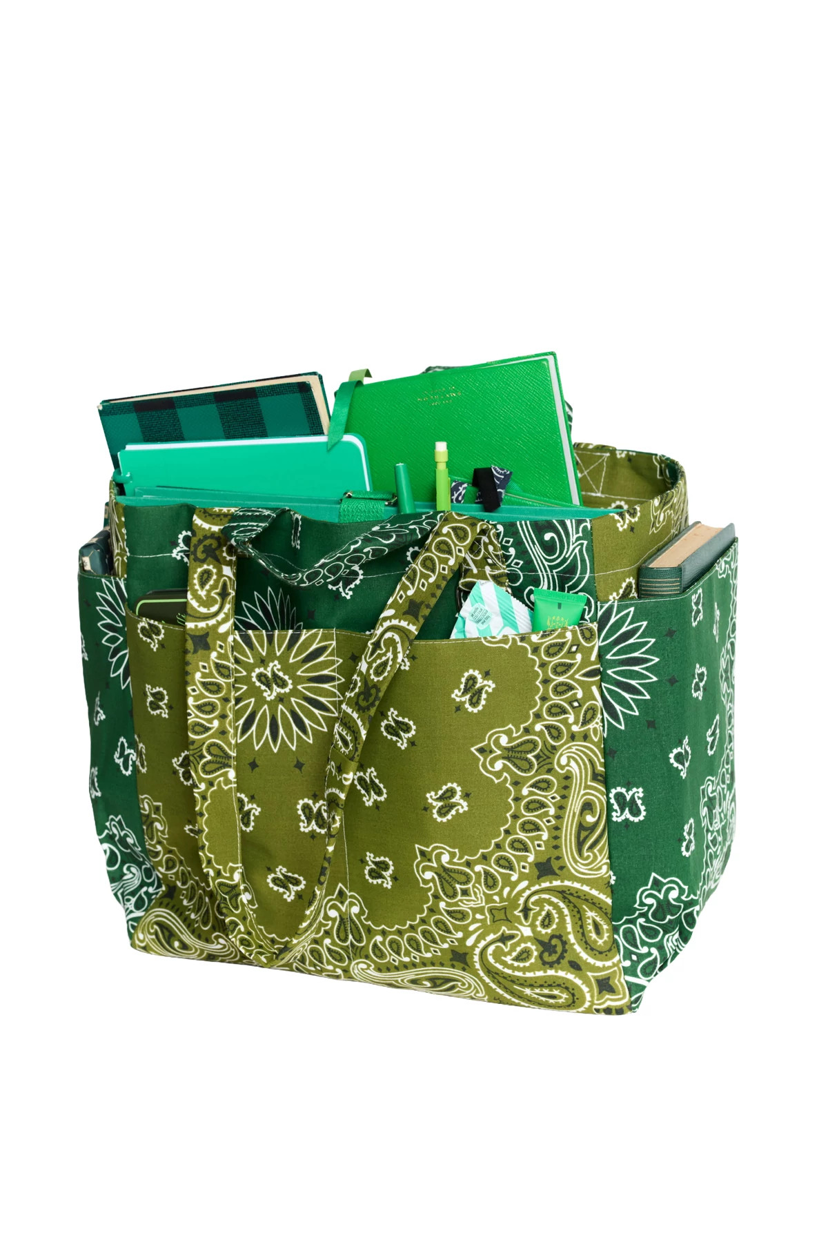 BRONZE/VERT WEEK-END Bandana Patchwork Cotton Picnic Bag image number 5