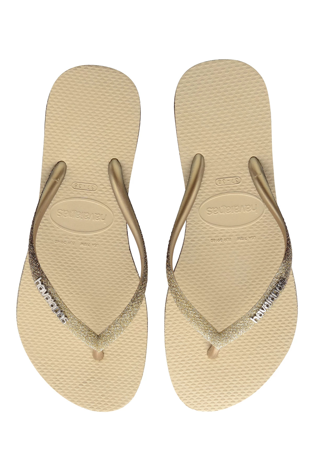 SAND GREY Slim Sparkle Flip Flops image number 1