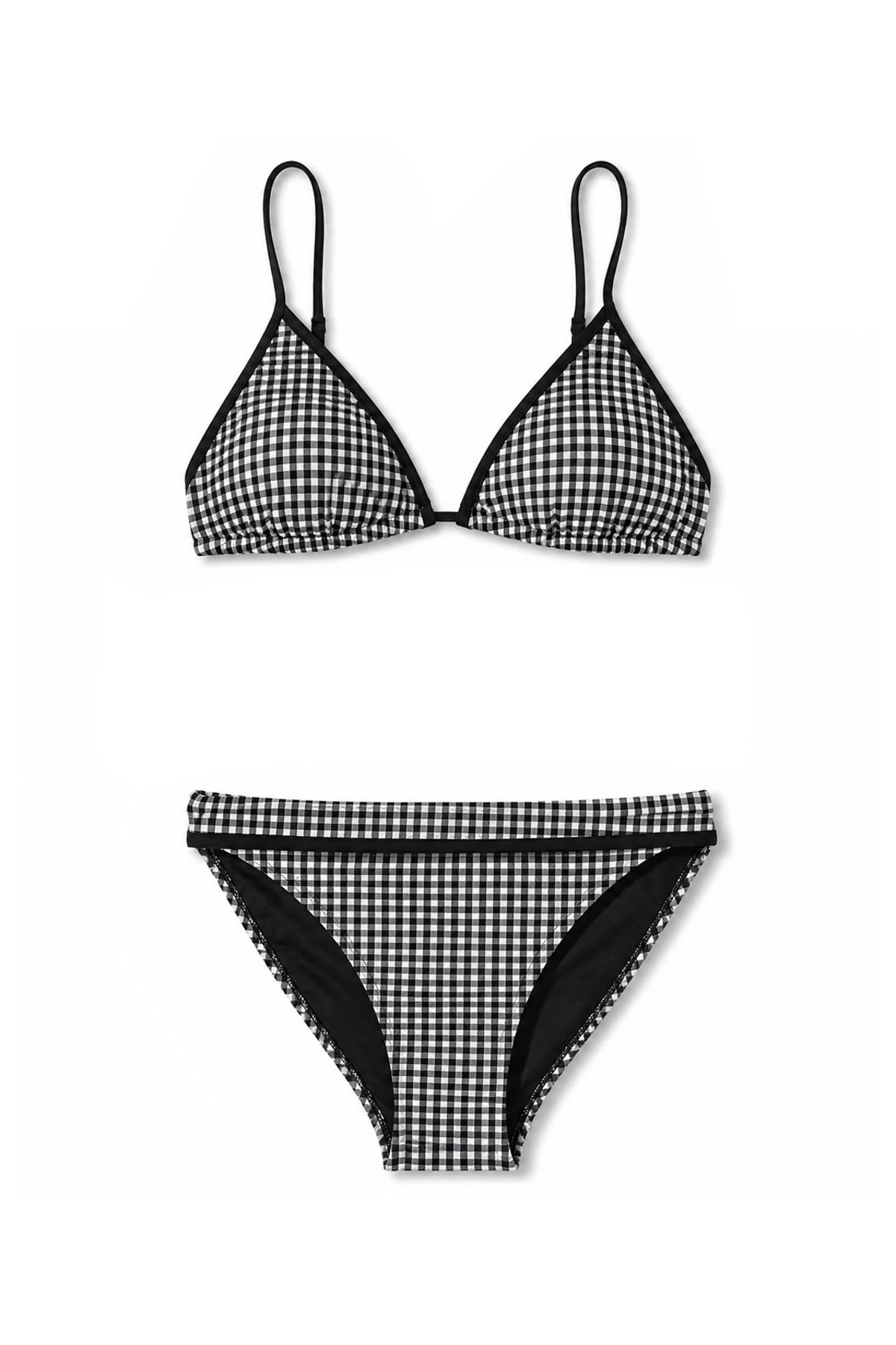 BLACK/CREAM Gingham Banded Hipster Bikini Bottom image number 3