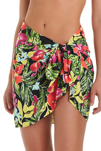 BLACK MULTI Floral Mini Pareo