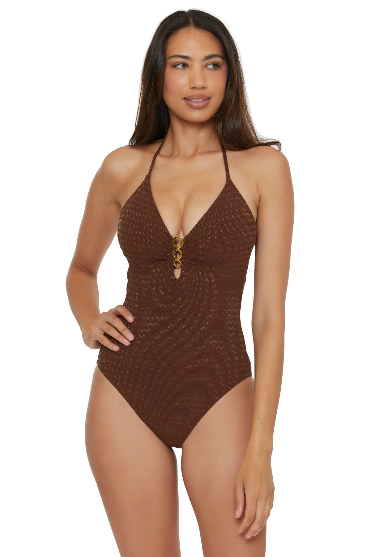 TOTEM Glimmer Halter One Piece Swimsuit image number 1