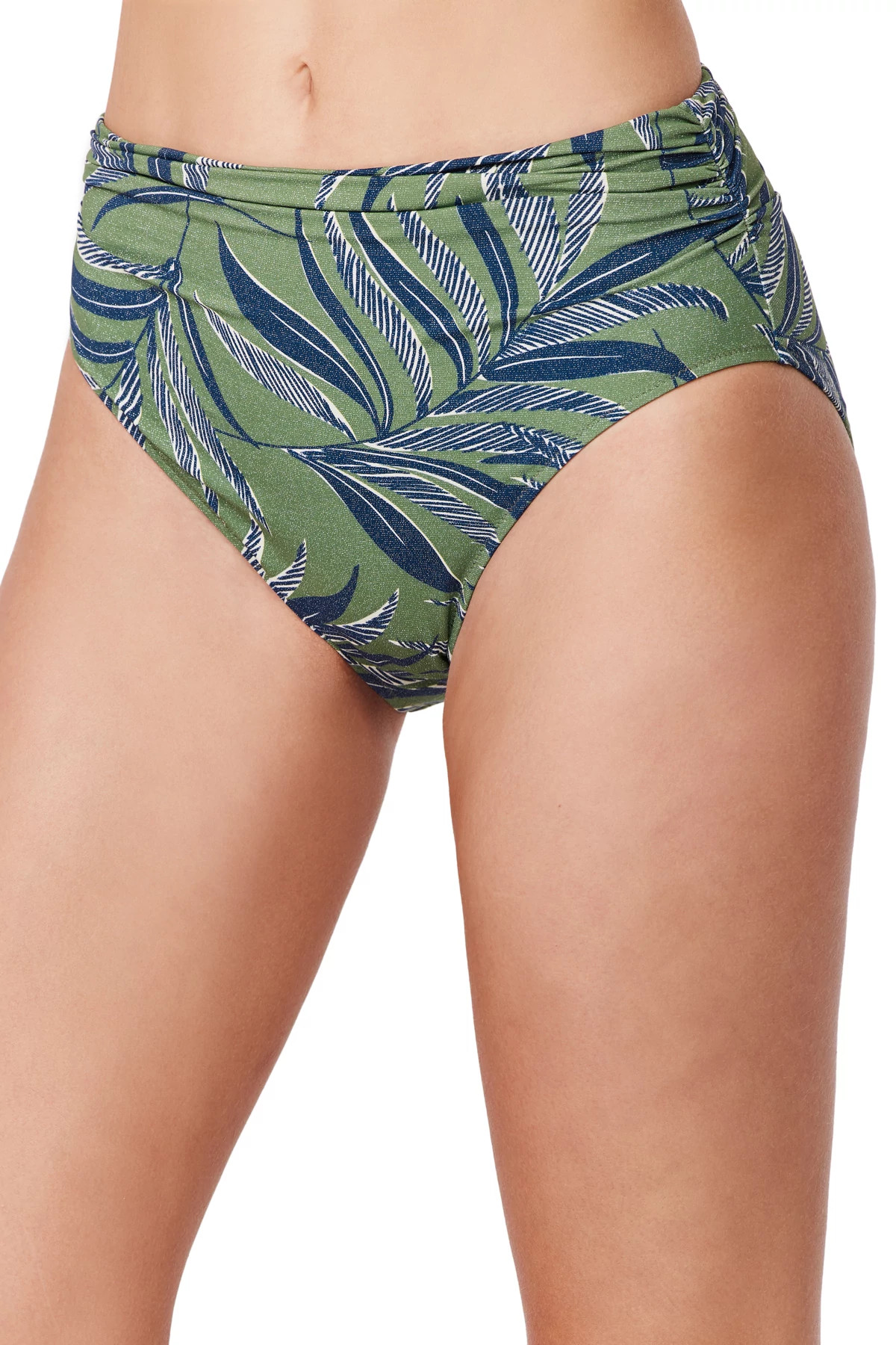 DUSK GREEN La Palm Shirred High Waist Bottom image number 3