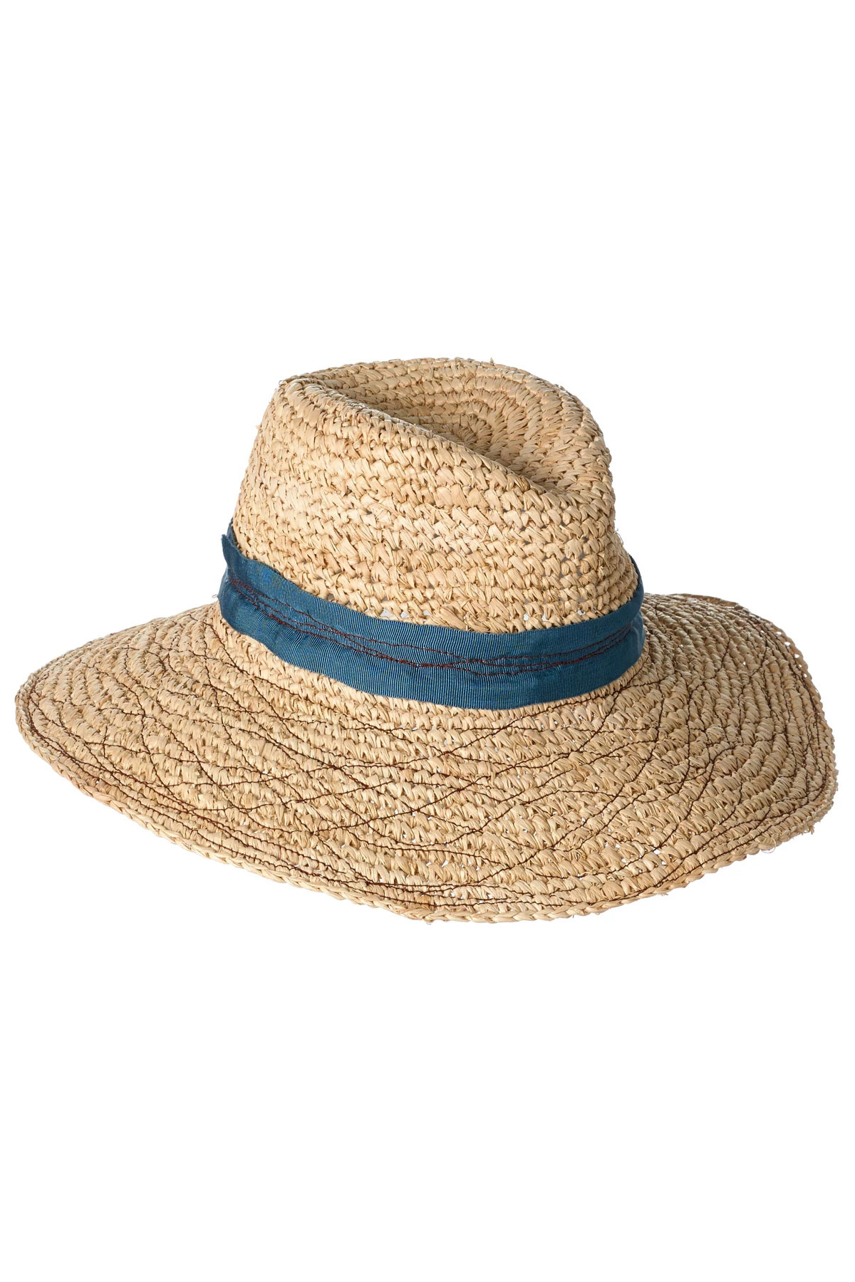 NATURAL/AZUR/MERLOT Mama Tarboush Topstitched Ribbon Hat image number 1