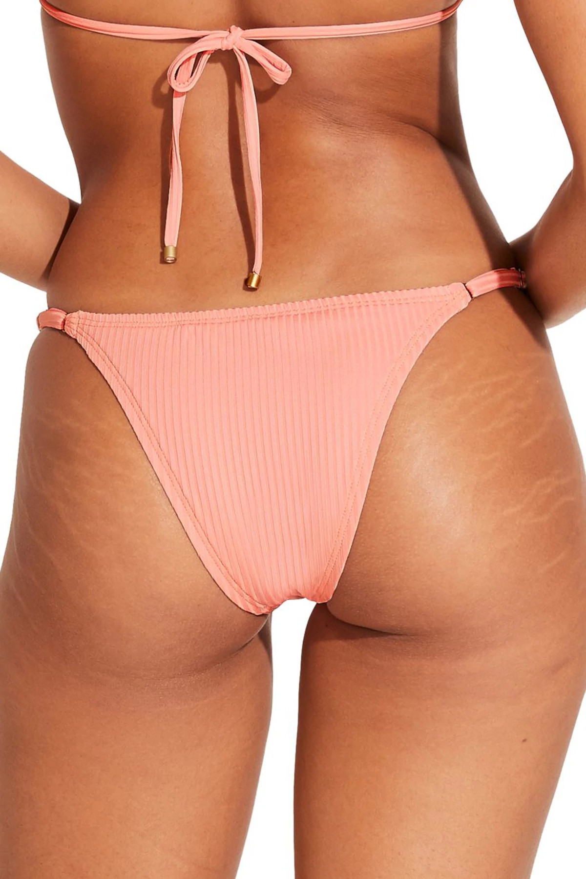 PINK CORAL ECORIB Moss Tab Side Bikini Bottom  image number 2
