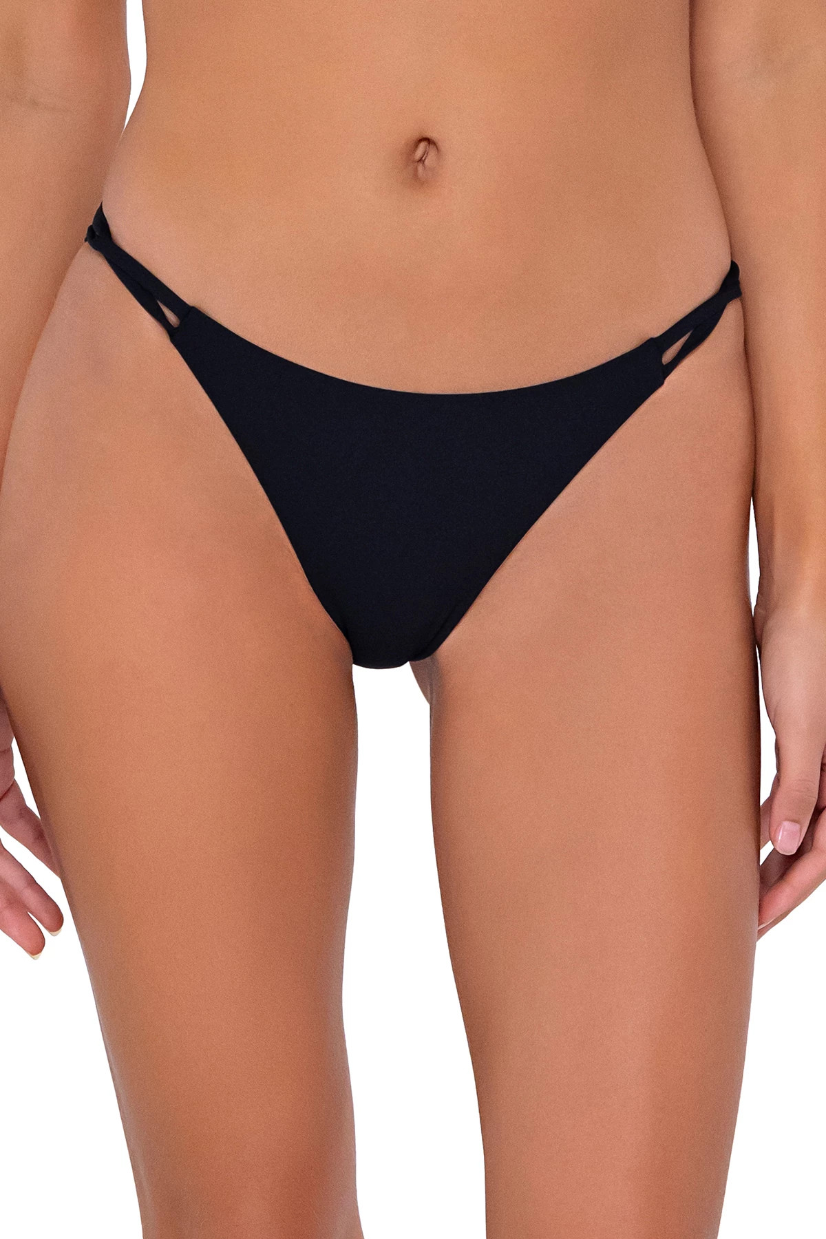 BLACK Leah Tab Side Hipster Bikini Bottom image number 1