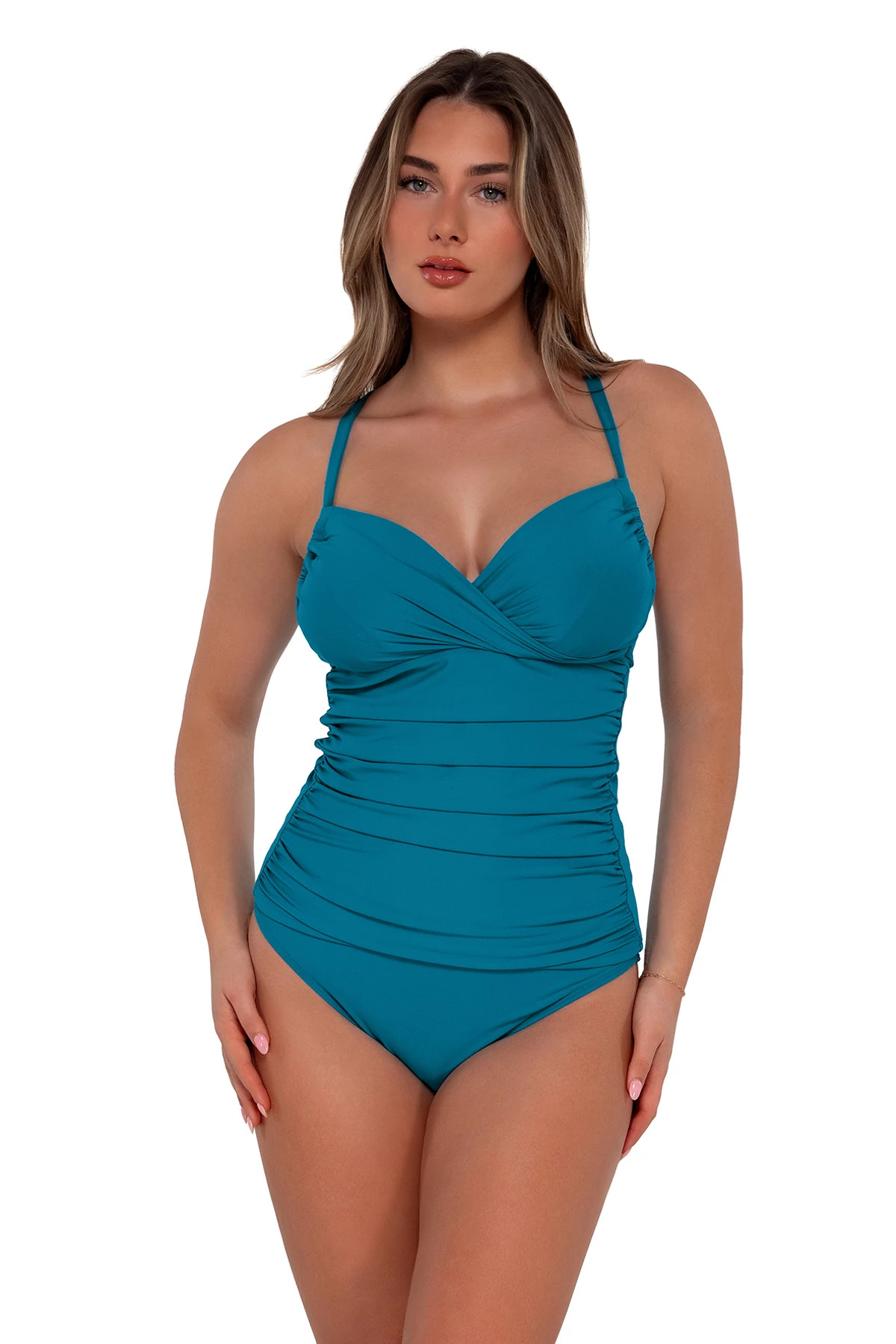 AVALON TEAL Serena Underwire Tankini Top (E-H Cup) image number 1