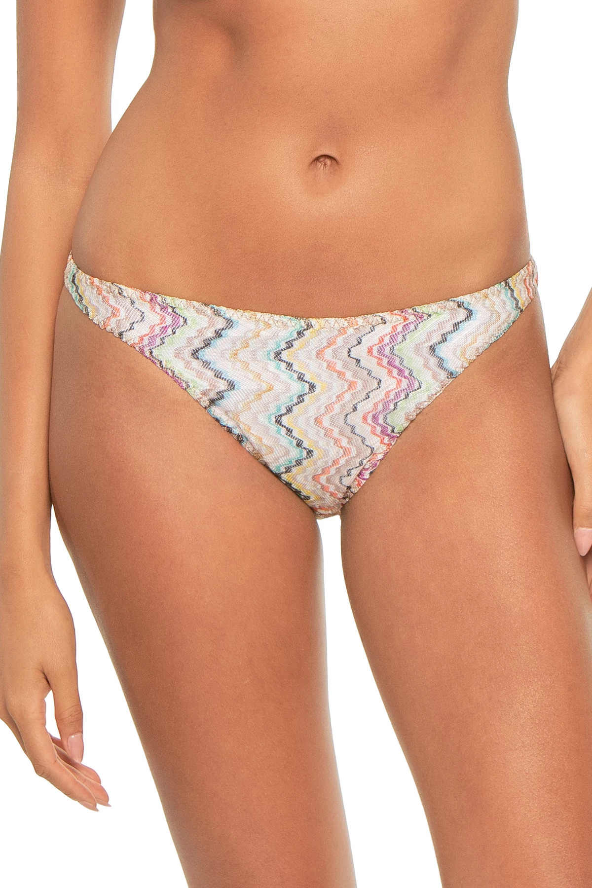 MULTI Chevron Knit Triangle Bikini Set image number 3