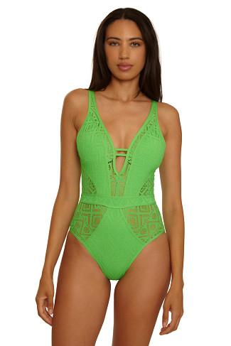 GREEN APPLE Show & Tell Plunge One Piece Swimsuit