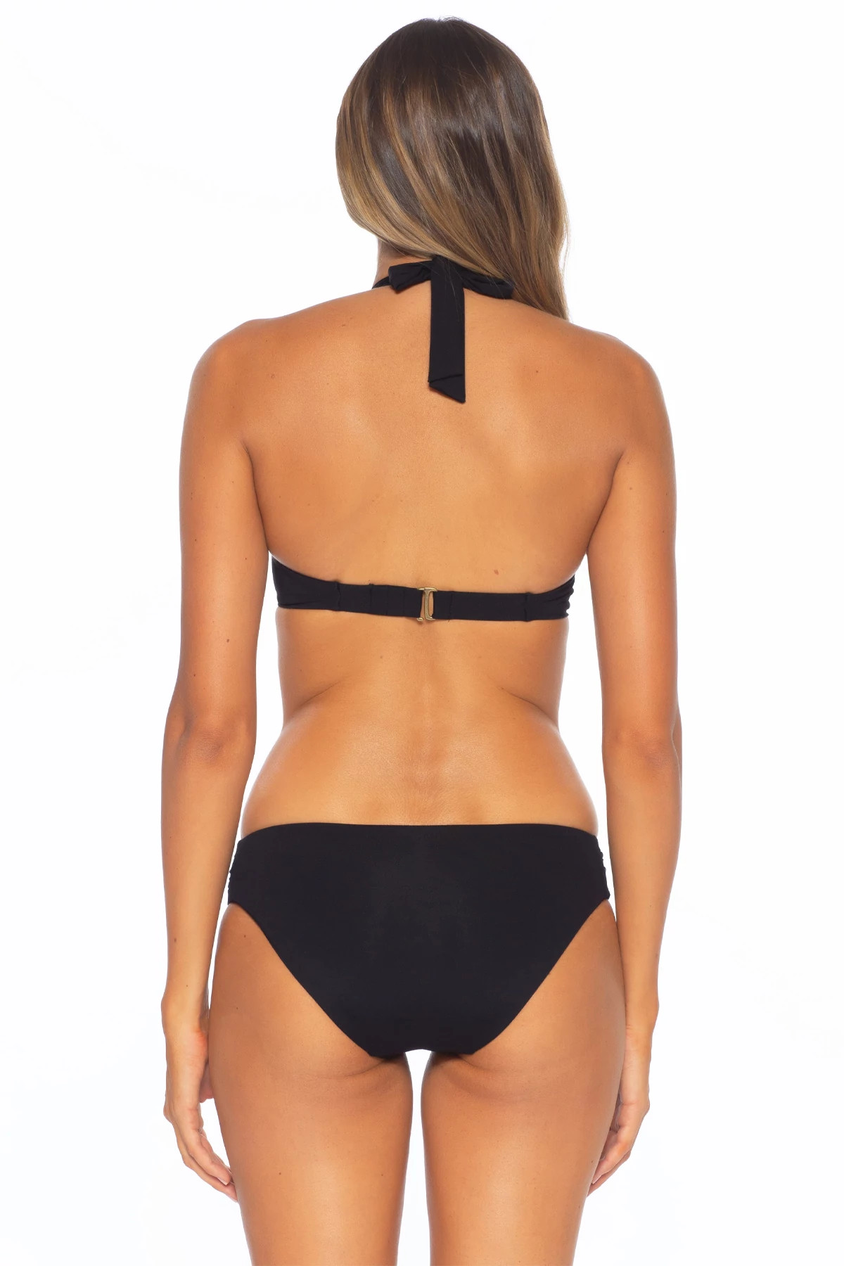 BLACK Underwire Halter Bikini Top (D+ Cup) image number 2