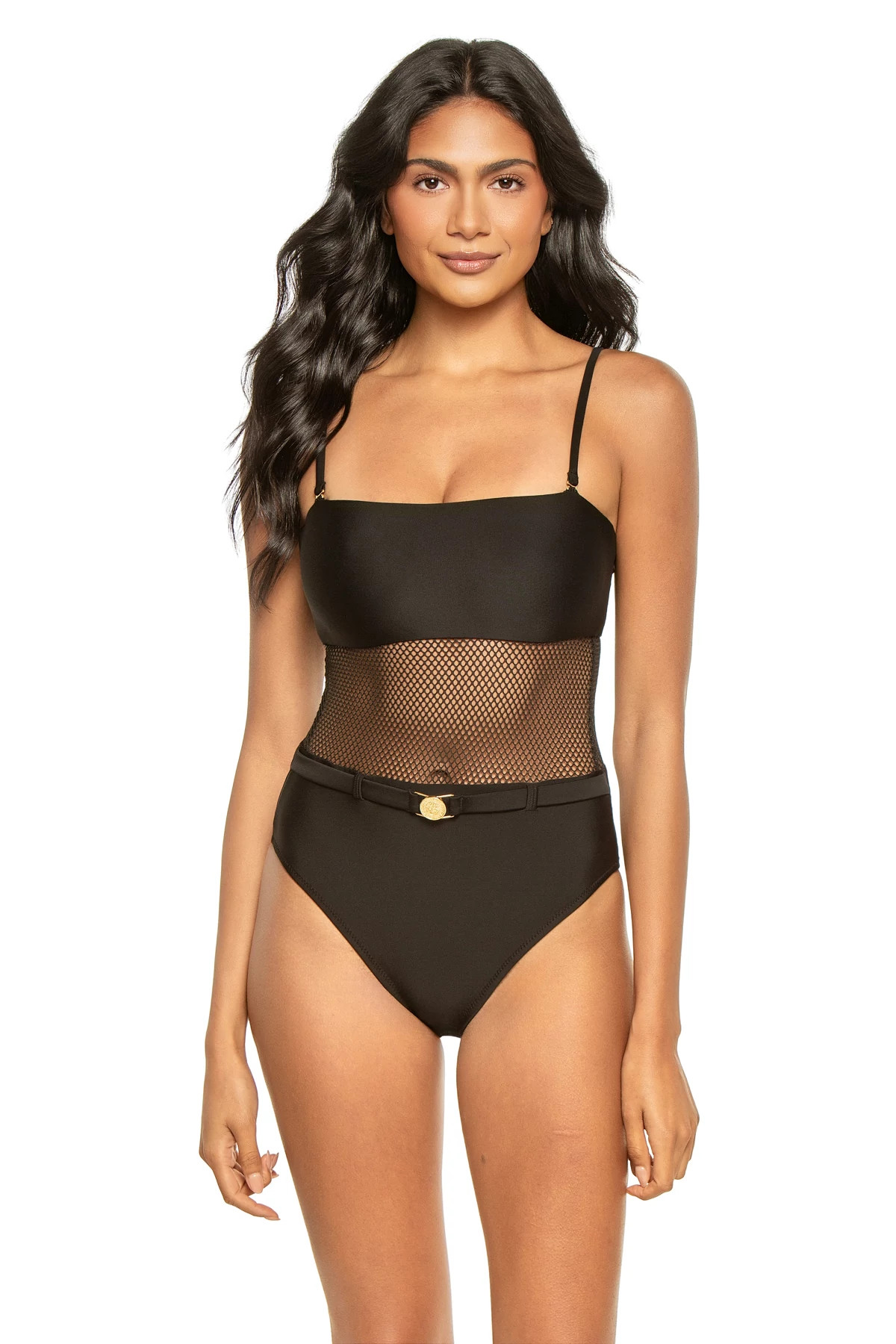BLACK Tory Mesh One Piece Swimsuit image number 3