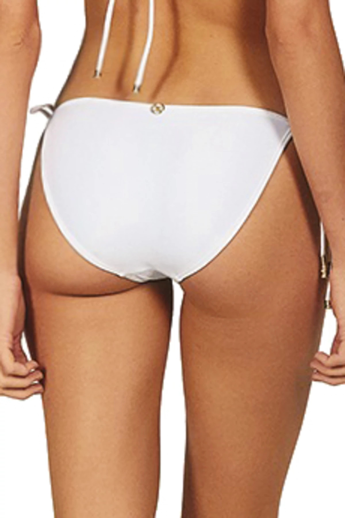 WHITE Lucy Tie Side Hipster Bikini Bottom image number 2