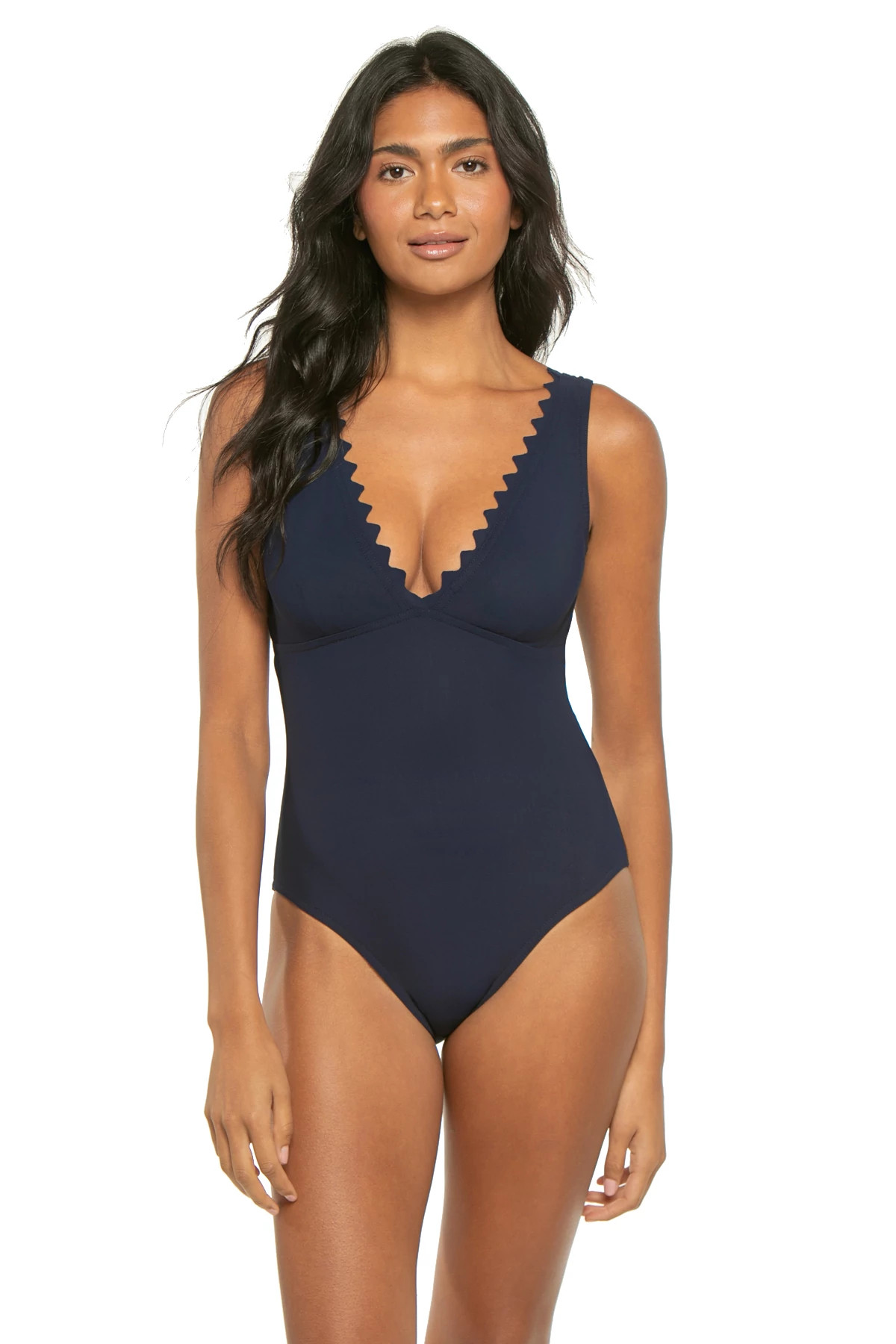 NAVY Ines V-Neck Plunge One Piece Swimsuit image number 1