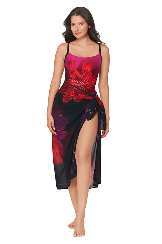 BLACK/MULTI Petali Rose Pareo Cover Skirt