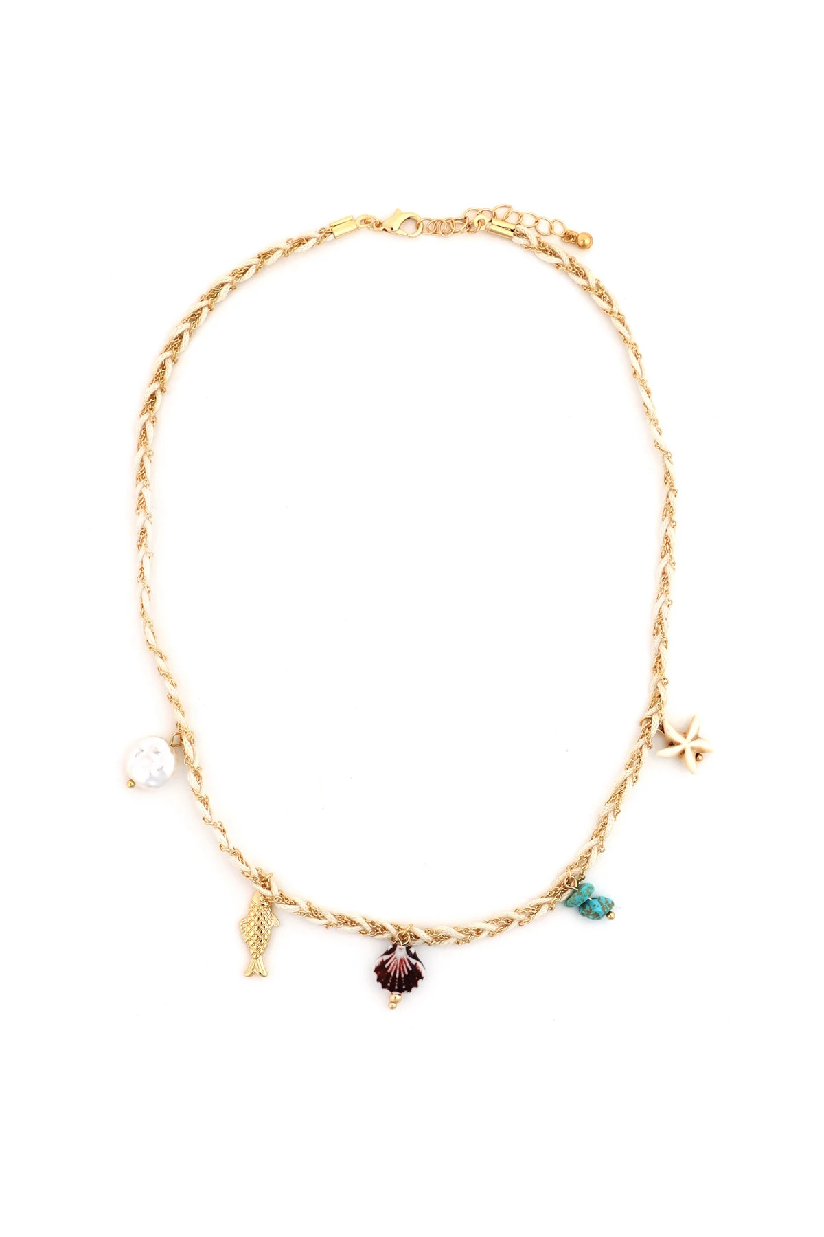 GOLD Braided Chain Coastal Charm Necklace image number 1
