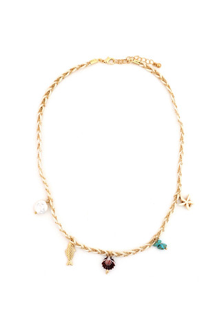GOLD Braided Chain Coastal Charm Necklace