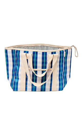 BLUE NEON Recycled Nylon Plaid Cooler Tote Bag