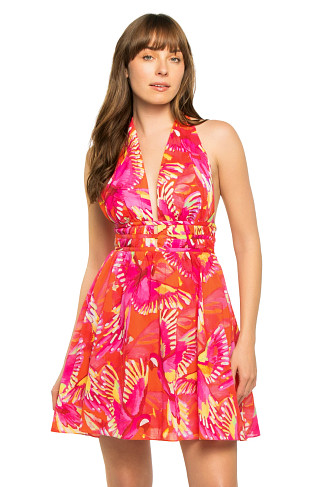 FLYING BIRDS ORANGE Flying Birds Mini Dress