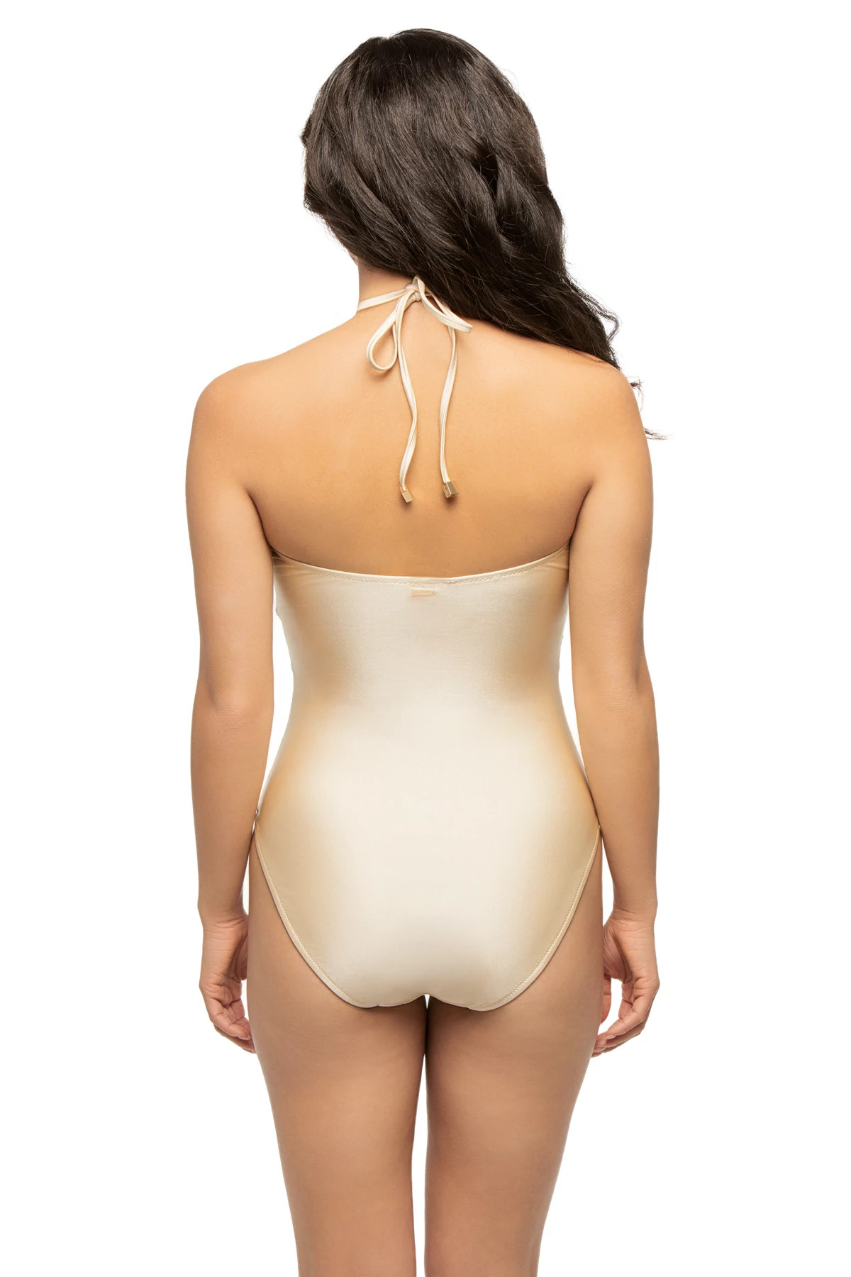 CHAMPAGNE Leila Halter One Piece Swimsuit image number 2