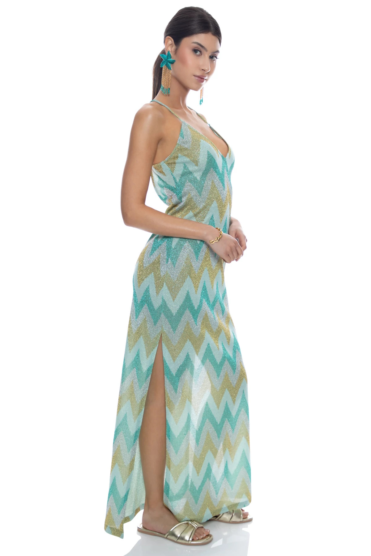 MULTI GREEN Queen Luli Maxi Dress image number 3