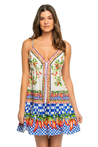 PICNIC PEPPERS AINIKA OFF-WHITE Chili Mini Dress