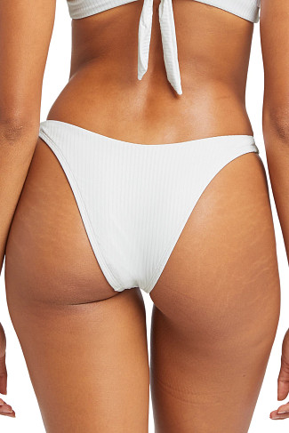WHITE OCEANRIB California High Leg Ribbed Brazilian Bikini Bottom