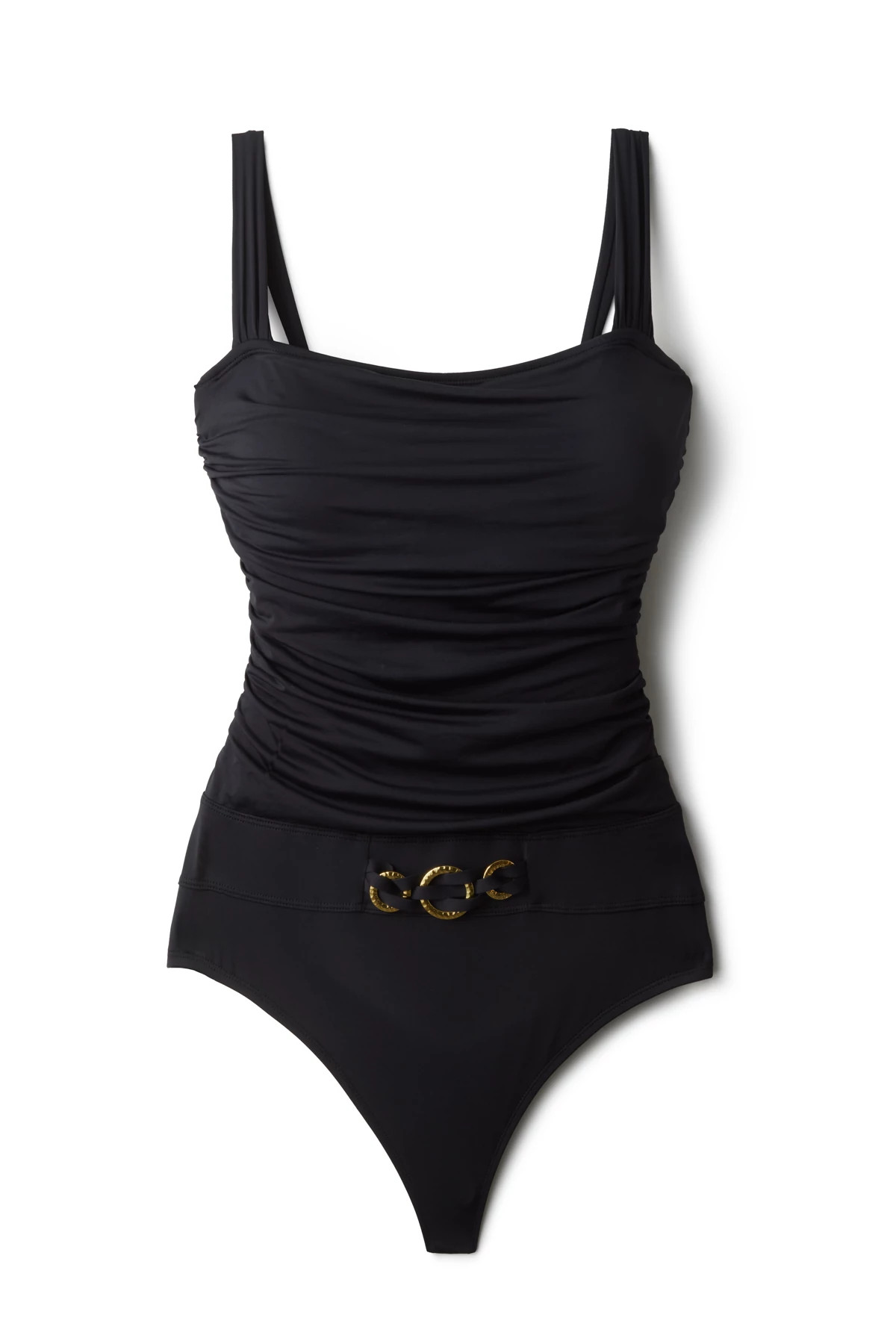 CAVIAR Square Neck Belted One Piece Swimsuit image number 3