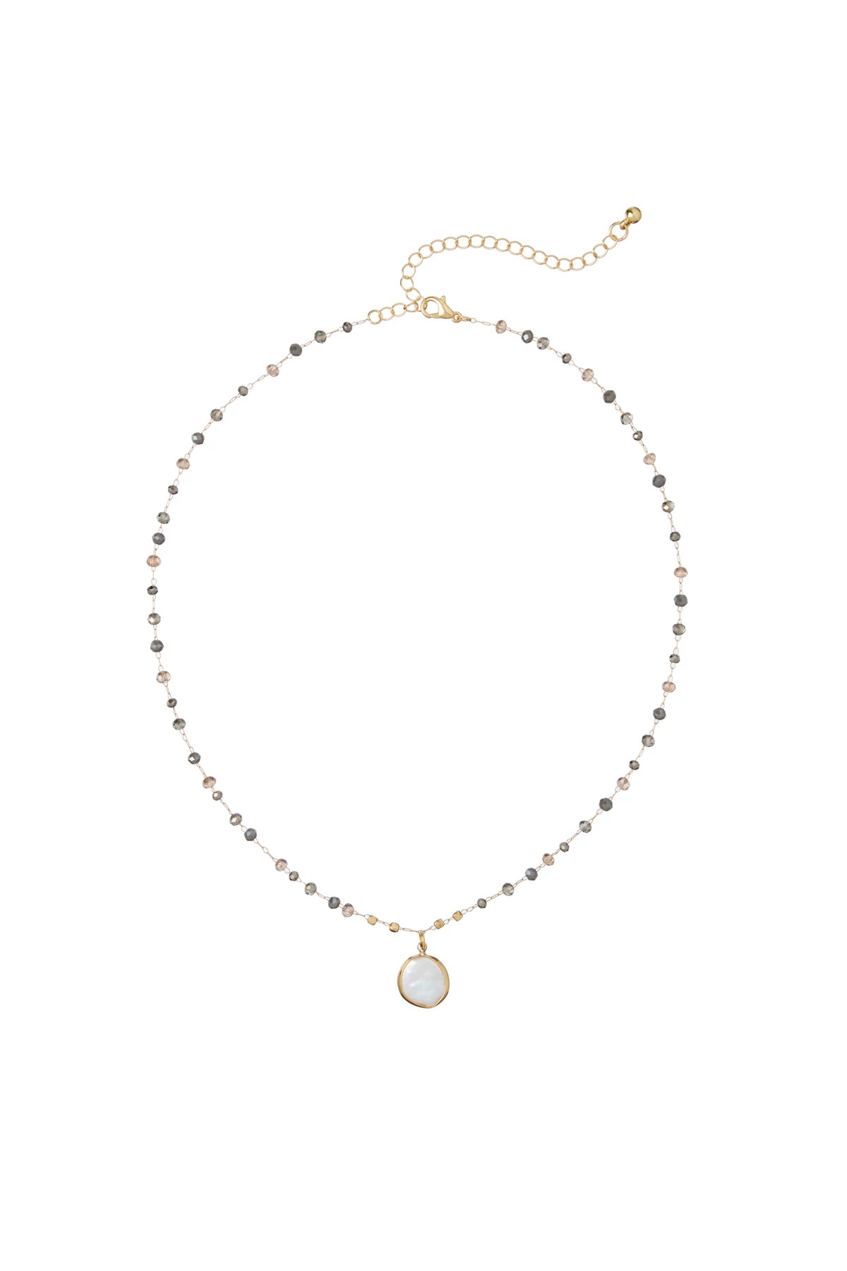 GOLD Beaded Pearl Pendant Necklace image number 1
