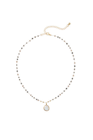 GOLD Beaded Pearl Pendant Necklace