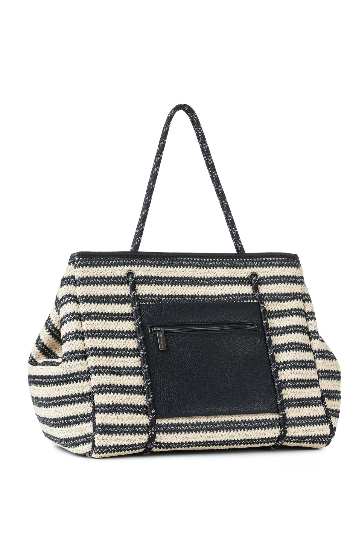 BLACK/NATURAL RAFFIA Greyson Tropez Striped Raffia Tote image number 6