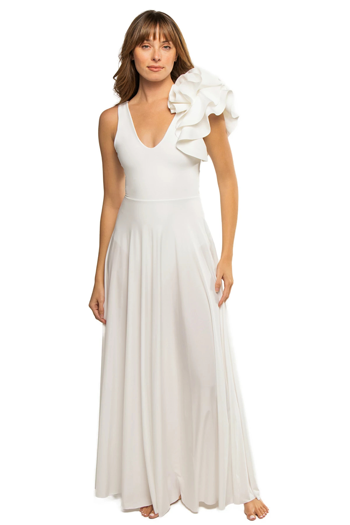 OFF WHITE Ruffle Maxi Dress image number 1