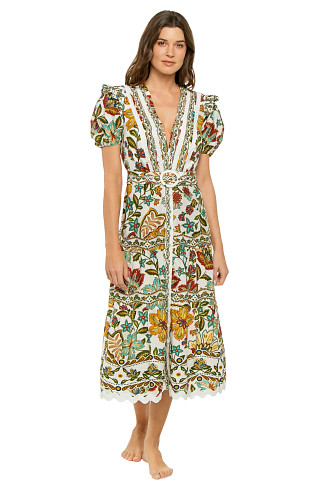 BOTANICALS OFF-WHITE Botanicals Midi Dress