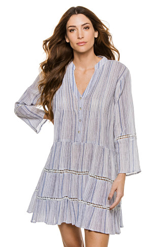 BLUE/WHITE Stripe Long Sleeve Dress
