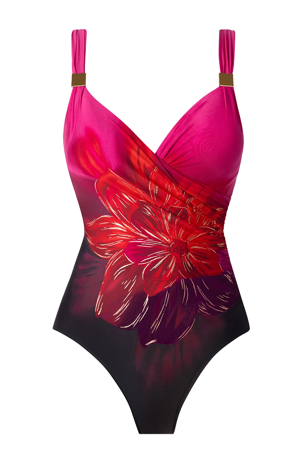 BLACK/MULTI Siren Surplice One Piece Swimsuit image number 7