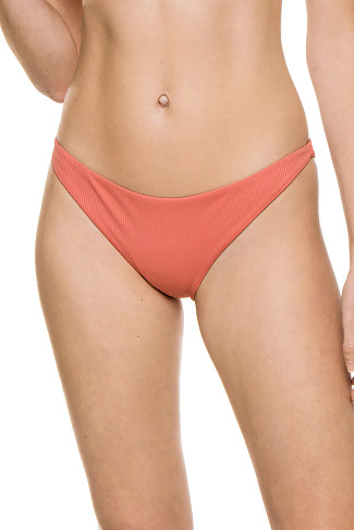 SPICED CORAL Ashley Textured Brazilian Bikini Bottom