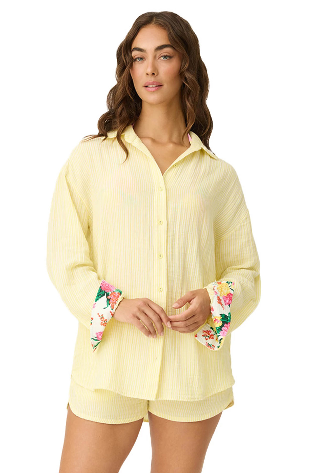 YELLOW Gauzy Shirt Dress image number 1