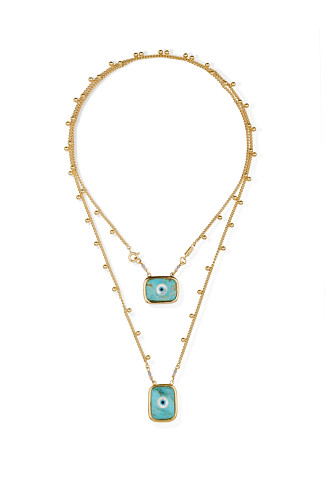 081 BLUE Totem Enamel Scapulaire Necklace