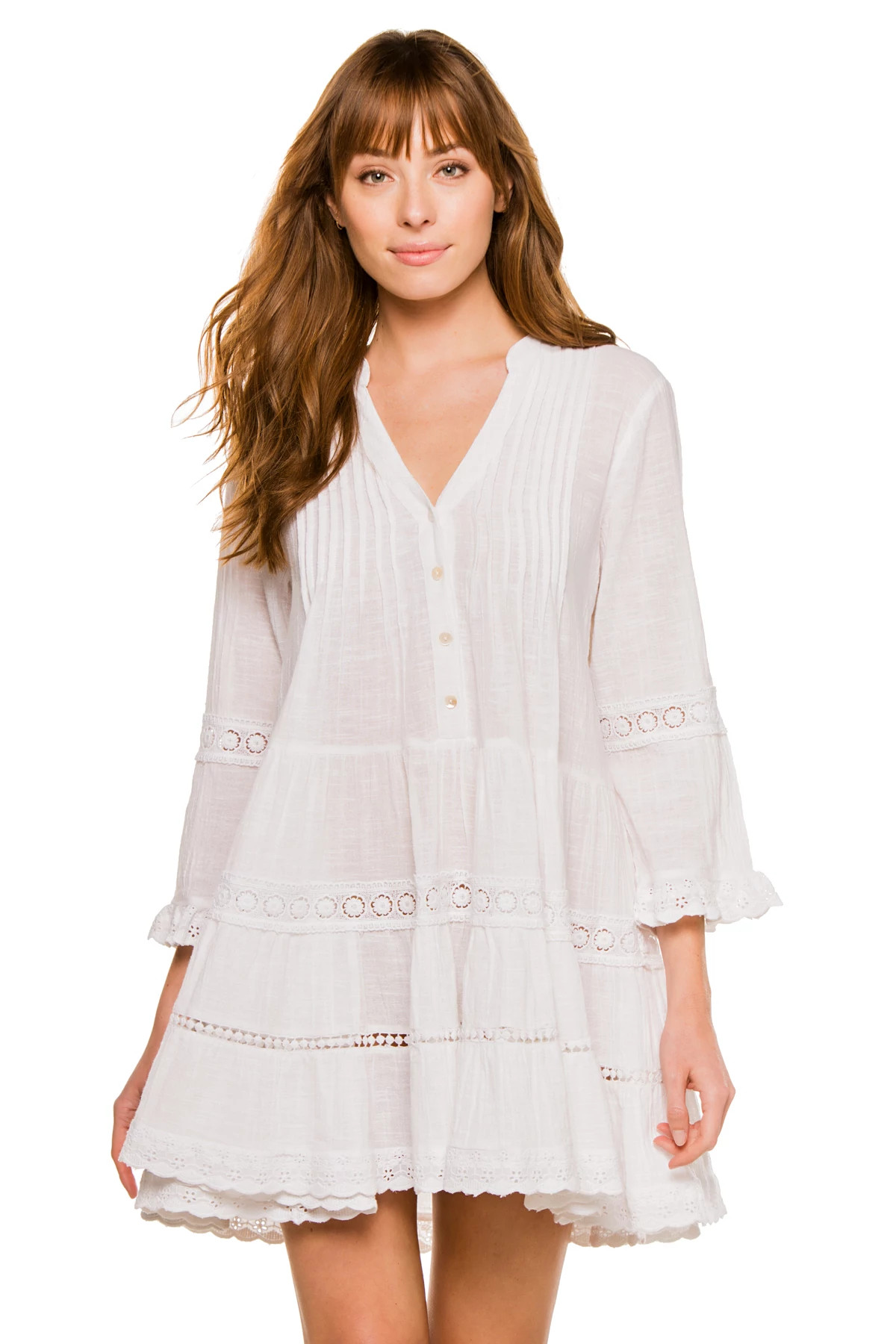 WHITE Cotton Tunic Dress image number 1