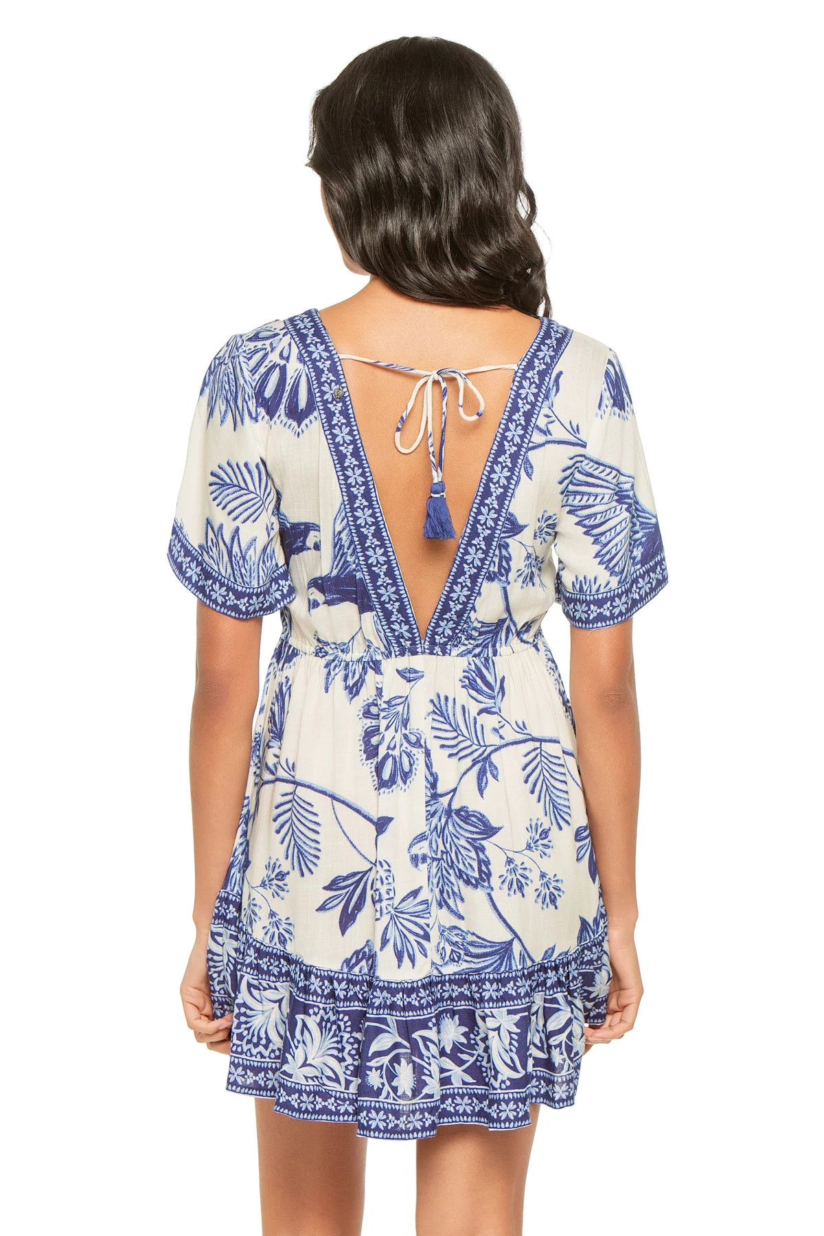 MULTI Indira Floral Print Plunge Mini Dress image number 2