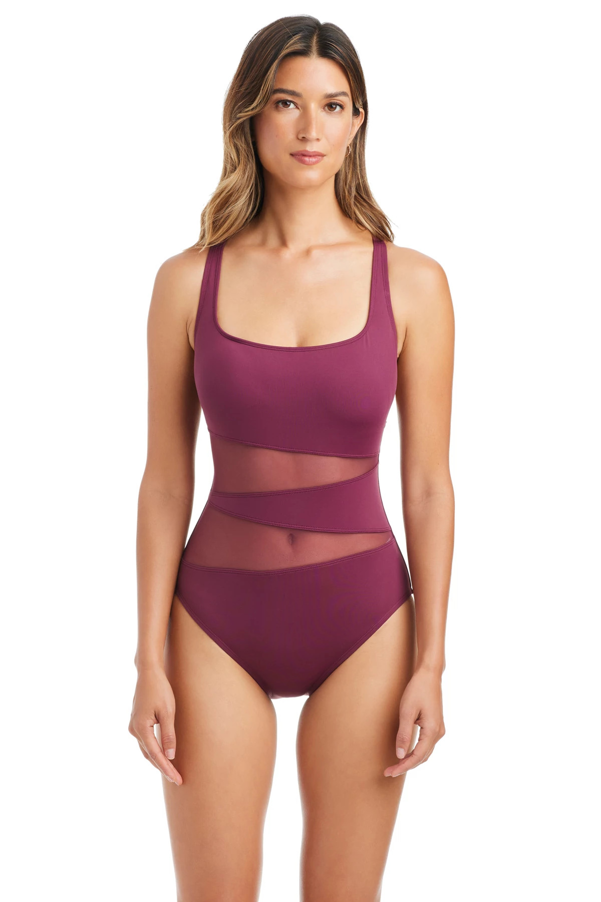 PLUM Mesh Square Neck One Piece Swimsuit image number 1