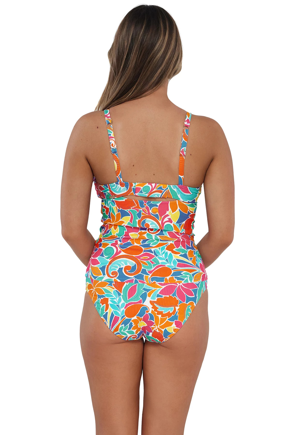 FESTIVE FLORAL SANDBAR RIB Serena Underwire Tankini Top (E-H Cup) image number 3