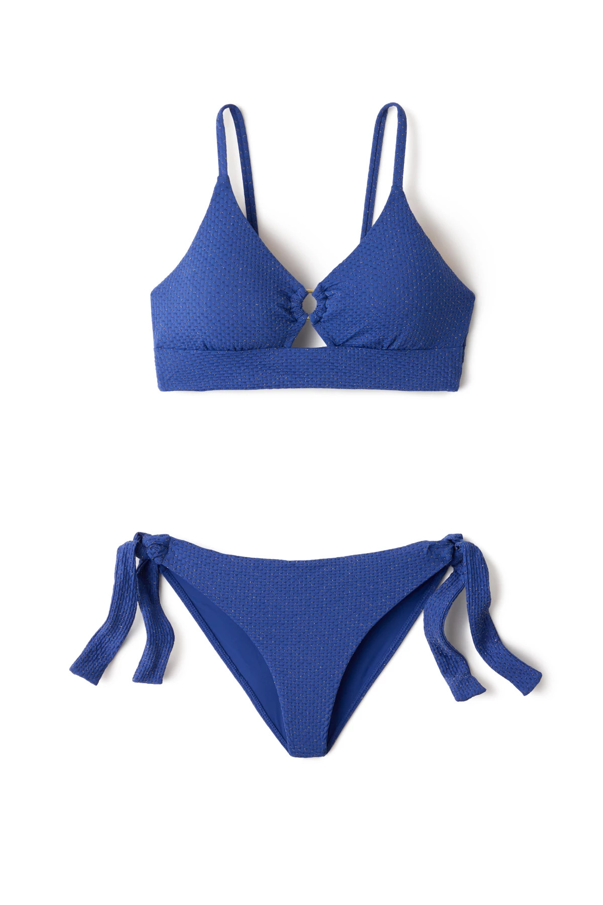 NAVY SCALLOP Jojo Textured Bralette Top image number 3