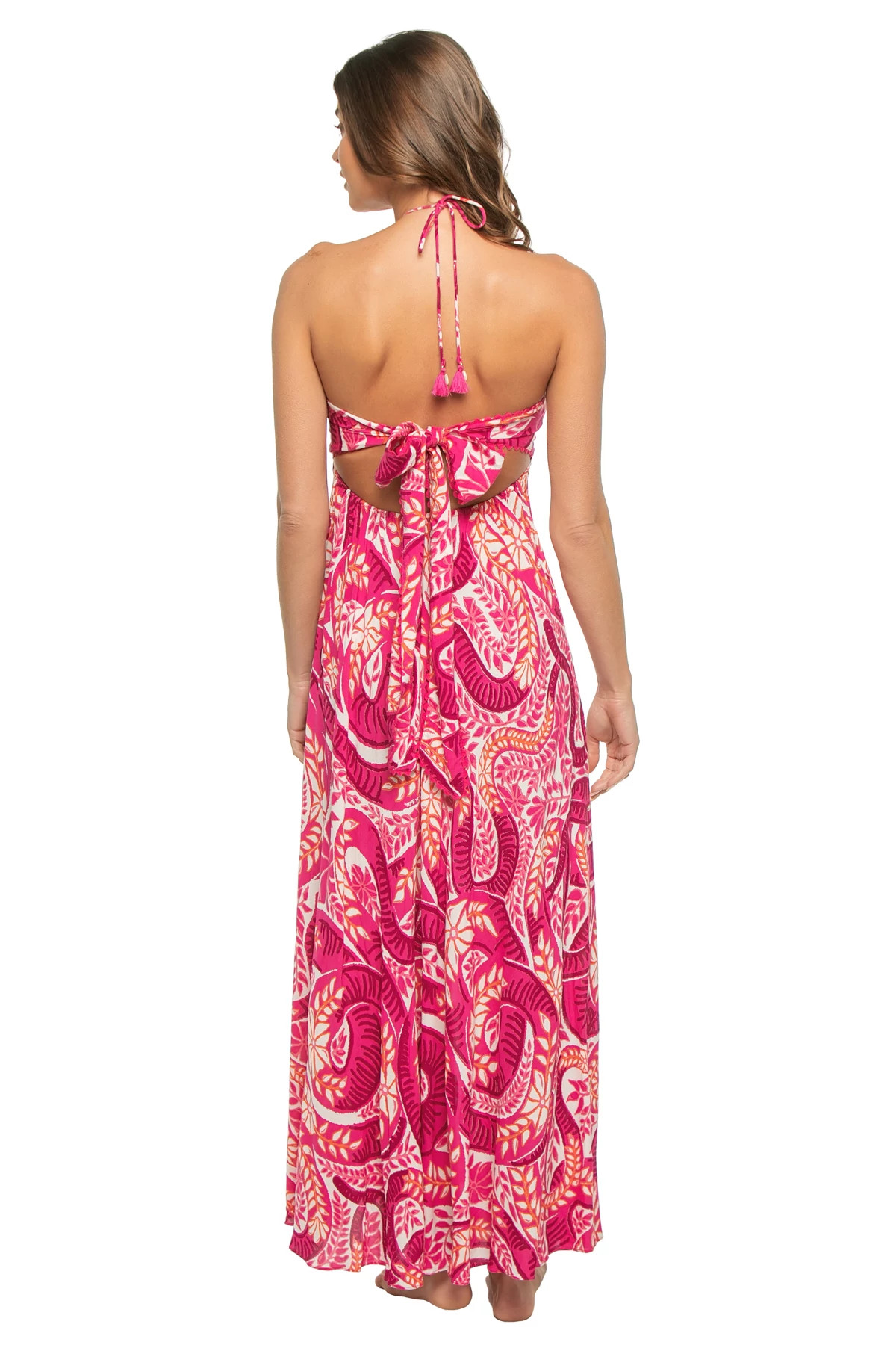 PINK HOLY SNAKE Carla Print Cutout Halter Maxi Dress image number 2