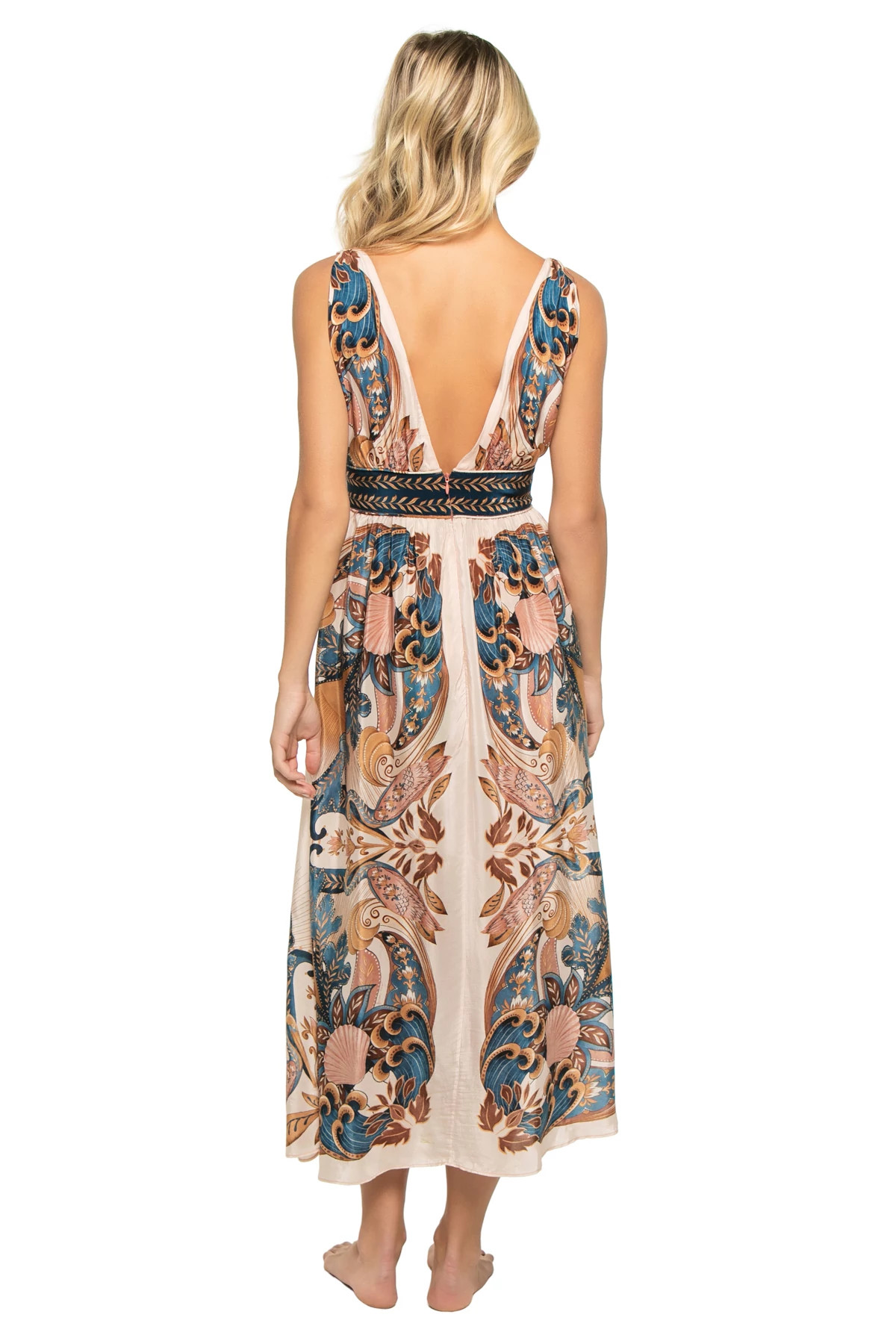 GARDEN SCARF SOFT PINK Garden Scarf Midi Dress image number 2