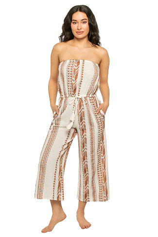 BEIGE TWO TONE Strapless Coulotte Jumpsuit