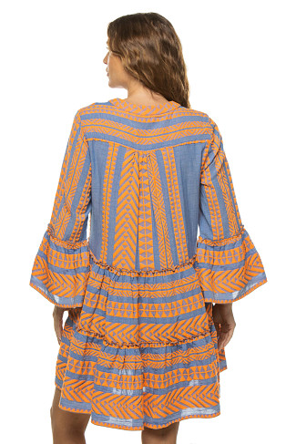 ORANGE/BLUE Ella Tiered Mini Dress