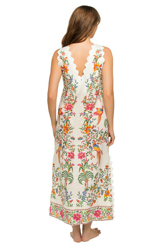 DELICATE FOREST OFF-WHITE Forest Linen Midi Dress