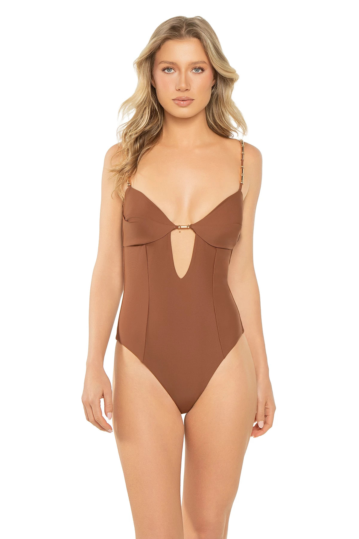 UMBER Dawn Plunge One Piece Swimsuit image number 1