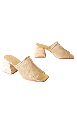 GOLD JUTE Gwen Heeled Slide